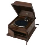 Table grand gramophone, Englaphone, now with Alba soundbox on swan-neck arm, with Collaro A 28