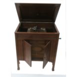 Console cabinet gramophone, Dulcetto, with swan-neck tone-arm, Garrard motor and oak case with