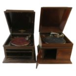 Table grand gramophones, two: a Gilbert 'Geisha' with Geisha soundbox; and a Columbia 118A with No 9