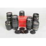 A Tray of Canon EF Zoom Lenses, a 35-105mm f/3.5-4.5 lens, a 35-135mm f/4-5.6 Ultrasonic lens, two
