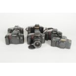 Canon 35mm SLR Bodies including a T70 body, a T90 body, three EOS 100 (2 bodies and 1 camera with an