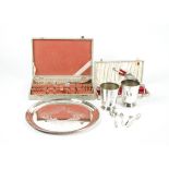 A quantity of silver plated items and tableware, to include multiple sets of plated cutlery, loose