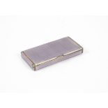 A silver and lilac guilloche enamel snuff box, with impressed marks, the oblong top opened by a