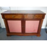 A 19th Century mahogany chiffonier base, with central oval inlay to top, with two short drawers,