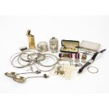 A collection of silver and silver plate, including a Victorian Deakin & Francis Ltd salt shaker,