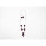 An amethyst 925 chain necklace, together with a set of similar earings