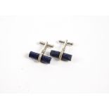 A pair of rope twist cufflinks, 925 marked silver with Lapis Lazuli