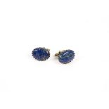 A pair of cufflinks, of Lapis Lazuli mounted in bronze