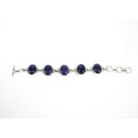 Lapis lazuli bracelet, the five stones mounted in 925 silver