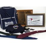 Concorde and BA Engineering Memorabilia, various items including Concorde ties and bag and BA