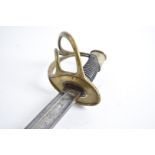 A French 1882 pattern Heavy Cavalry sword, having brass pommel and guard, the blade unmarked, single