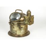 Ship's Compass, Brass Ship's Compass, gimbal-mounted, 19cm diameter, side chamber for illuminant,