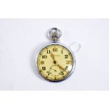 A Military issue Jaeger Le Coultre open faced pocket watch, with Arabic numerals and second hand