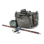 Fishing, six reels, two Bravo HRS 70 , four small spinning reels one Shimano Custom GT 2500, a bag