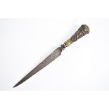 A Spanish dagger, possibly 17th/18th Century, having triangular blade with a concave spine, floral