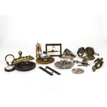 Short & Mason pocket barometer, with maritime desk ornaments, including a Cunard line ashtray, HMS