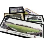 Fulham FC, five framed and glazed prints Craven Cottage 105cm x 42cm, team print of Southern