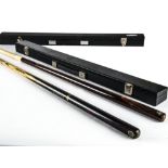 Snooker Cues, BCE custom cues (Ronnie O'Sullivan) and Alex Higgins cased and in good condition