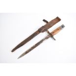 A rare Indonesian bayonet, using Dutch and Japanese parts, complete with leather scabbard and frog