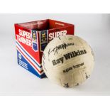 Liverpool FC, a plastic Ray Wilkins Wembley trainer football covered with seventeen autographs