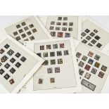 A collection of Victorian and Edwardian stamps, presented on nine loose sheets, with a BG penny