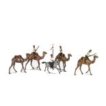 Britains Egyptian Camel Corps, comprising 1st type camels (6), all with riders, and 2nd camels (