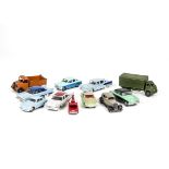 Dinky Toys, including 182 Porsche 356A, light blue body, cream hubs, 166 Sunbeam Rapier, 179