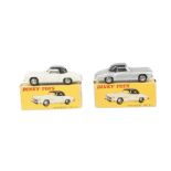 French Dinky Toys 24h Mercedes 190SL, two examples, first silver body, black roof, second white