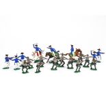 Timpo Toys plastic 1st type swoppet AWI Americans (8), and WW2 Germans (12), generally G, 1 F, (20),