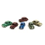 Dinky Toy Cars, 40d Austin Devon, maroon body and hubs (2), 152 Austin Devon (2), first dark blue
