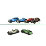 36 Series Dinky Toy Cars, 36a Armstrong Siddley, light blue body, 36b Bentley Sports Coupe, light