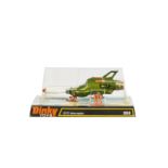 A Dinky Toys 351 U.F.O Interceptor, metallic green body, 'S.H.A.D.O' labels, white/orange missile,
