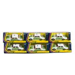 Corgi Toys 412 Mercedes-Benz 240D (Polizei) Police Car, six examples, in original boxes, E, boxes VG