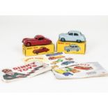 Dinky Toys 157 Jaguar XK120 Coupe, red body and hubs, 161 Austin Somerset, pale blue body, mid-