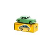 A Dinky Toys 156 Rover 75 Saloon, two-tone issue, light green upper body, green lower body and hubs,
