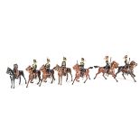 Britains mounted gunners from set 39 Royal Horse Artillery, late 1930s version, 2 G, 6 F, a few