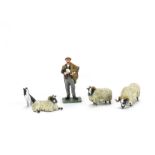H M of Great Britain boxed set 'Safely Gathered', 5 piece set of Shepherd with Scottish Blackface