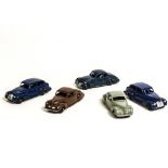 39 Series Dinky Toy Cars, 39f Studebaker, dark blue body, 39c Lincoln Zephyr (2), first brown