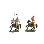 Britains Herald mounted Swoppet knights, with banner and with sword, Good complete condition,