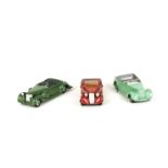 38 Series Dinky Toy Cars, 38b Sunbeam Talbot, red body, maroon tonneau, black ridged hubs, 38c