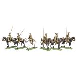 Superb 54mm British WW1 Cavalry, in the Style of William Cranston, on bases, in flat caps, VG, (14),