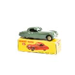 A Dinky Toys 157 Jaguar XK120 Coupe, dark sage green body, fawn hubs, in original box, VG-E, box P-