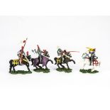 Britains Herald mounted Swoppet knights, 5 G, 3 F, (8) 3 missing visors, 1 missing scabbard,