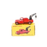 A French Dinky Toys 582 Citroen Breakdown Truck, red body and concave hubs, yellow logo, metal hook,