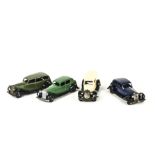 30 Series Dinky Toys, 30b Rolls-Royce, dark blue body, black type 4 chassis, 30c Daimler, green