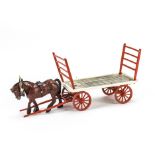 Malcs Models Rulley (cart), 5 piece set of flat bed cart with hay lades (2), horse with separate