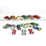 Dinky Toy Cars, including 157 Jaguar, 108 MG Midget, Austin Atlantic, Morris Oxford, Ford Fordor