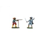 Britains Herald English Civil War foot Cavaliers, Trooper and Musketeer, G-VG, some very minor paint