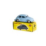 A Dinky Toys 181 Volkswagen Saloon, light blue body, spun hubs, in original light yellow box, E, box