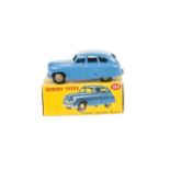 A Dinky Toys 153 Standard Vanguard, mid-blue body, fawn hubs, in original box, E, box G-VG, some